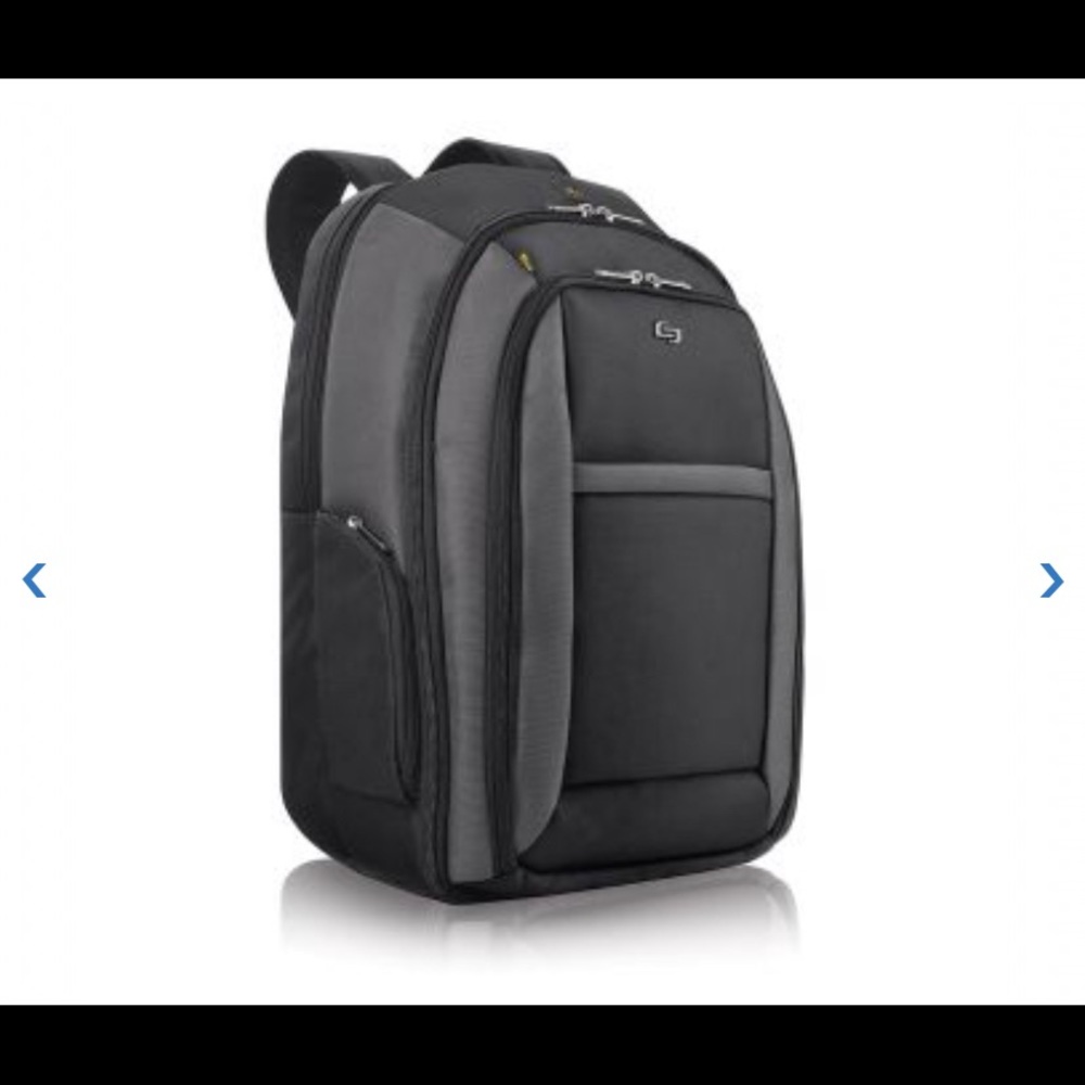 NWOT SOLO black Backpack. 3 compartments / laptop